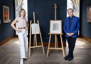 Fiona and Philip pose with, what they hope to be two genuine Impressionist Sketches.