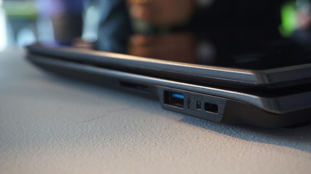 A close-up of the ports on the right-hand side of the Acer Chromebook 14 for Work