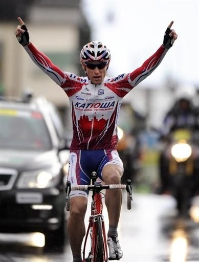 Pavel Brutt (Katusha) won stage 1 of the Tour de Romandie after being in a break for nearly the entire stage.