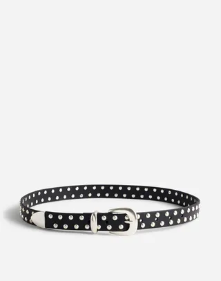 Skinny Leather Western Belt: Studded Edition