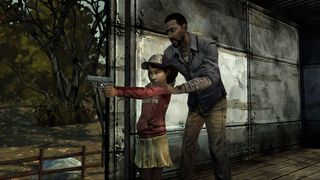 Playing as Lee, players teach Clementine how to shoot in season one of \