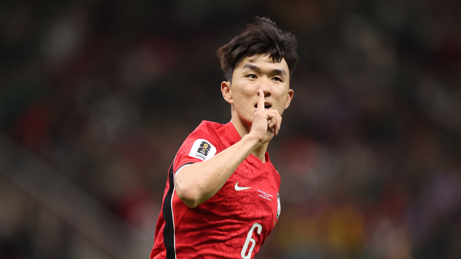 In-Beom Hwang of Korea Republic celebrates scoring his team's first goal during the World Cup 2026 Group A match between Korea Republic and Czechia on June 11, 2026 in Zapopan, Mexico.