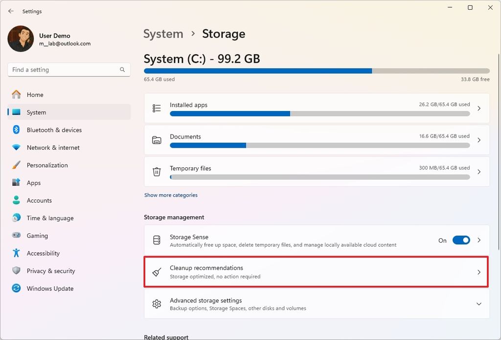 Cleanup recommendations