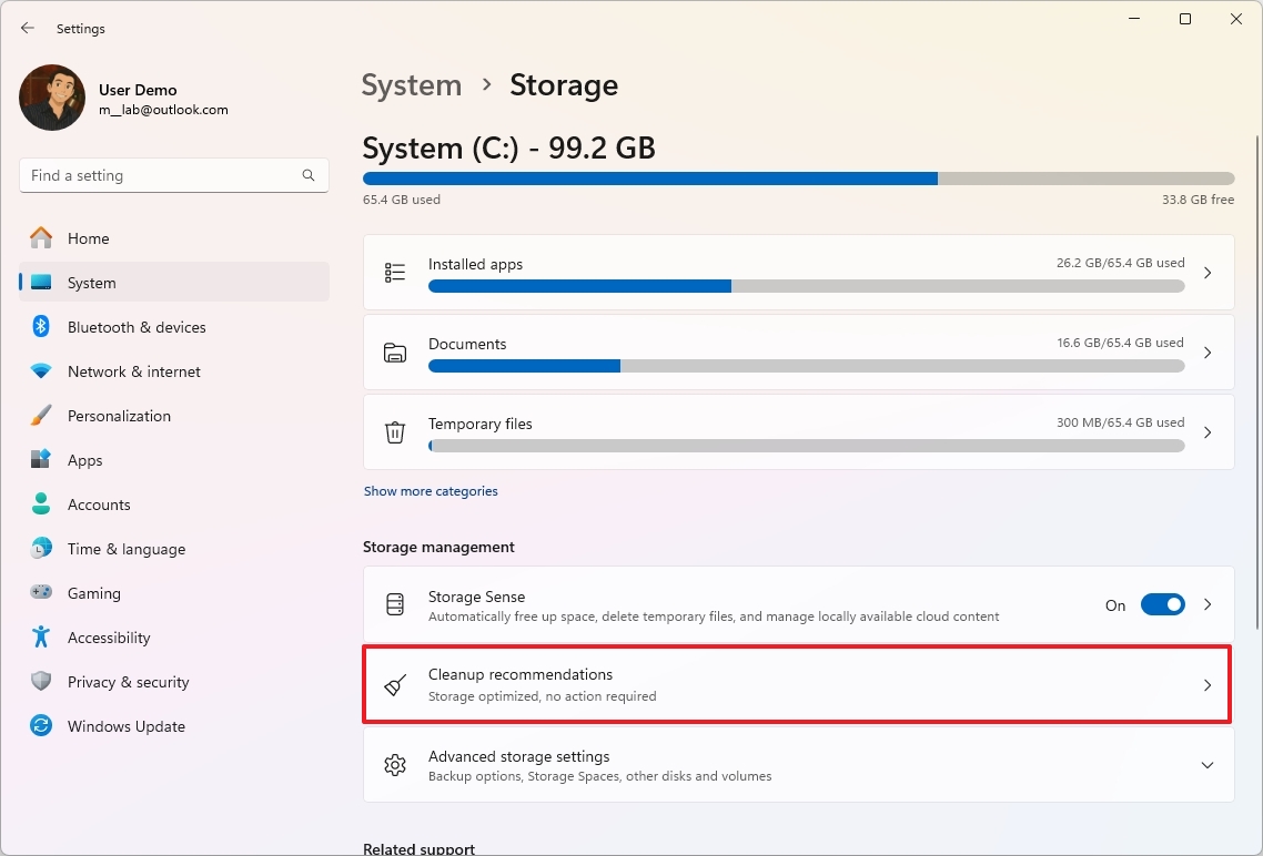 Cleanup recommendations