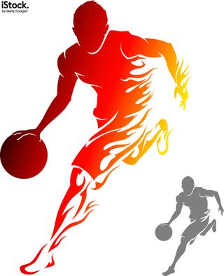 Flaming basketball player by draco77