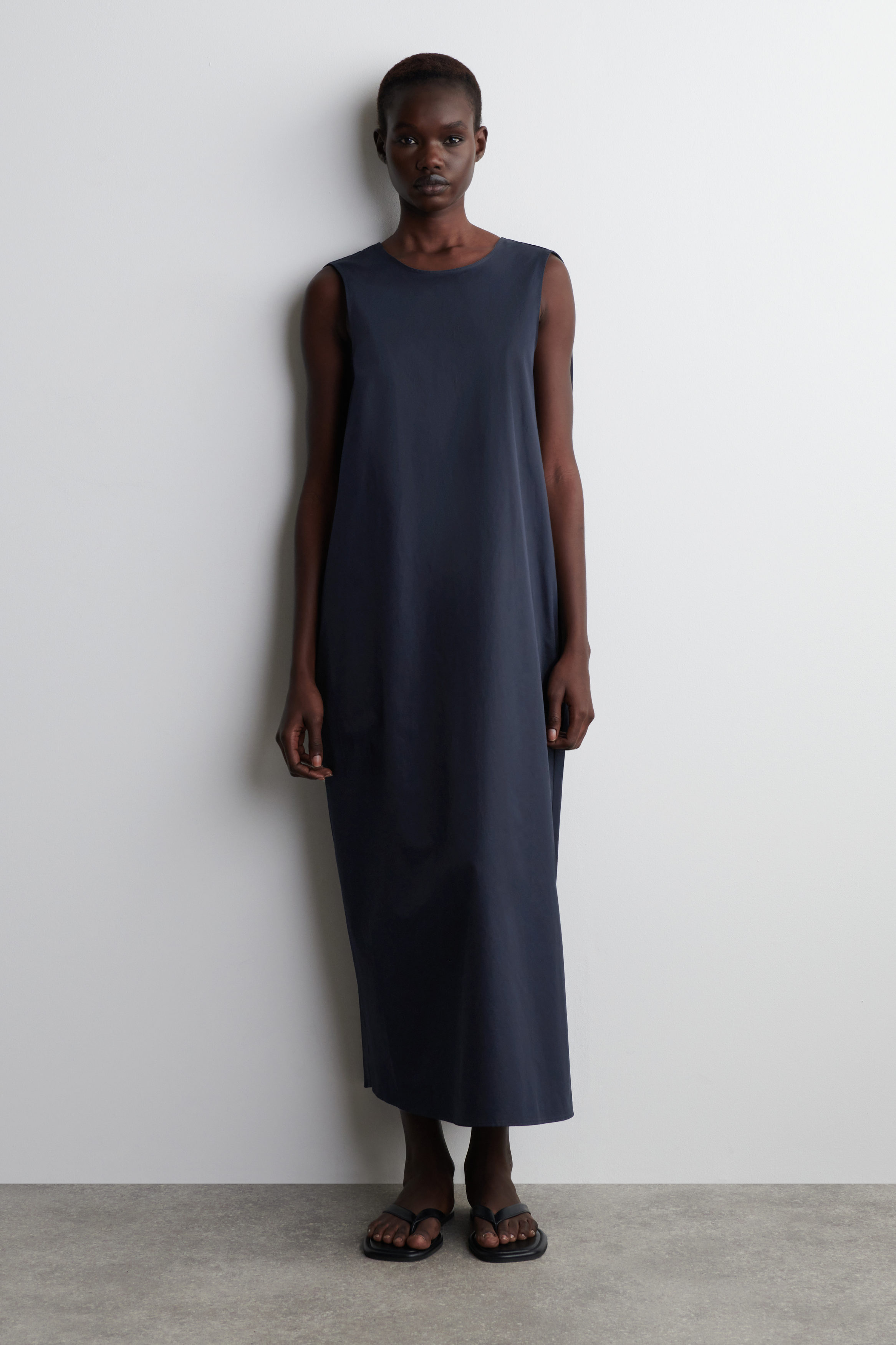 Twist-Back Cotton Midi Dress