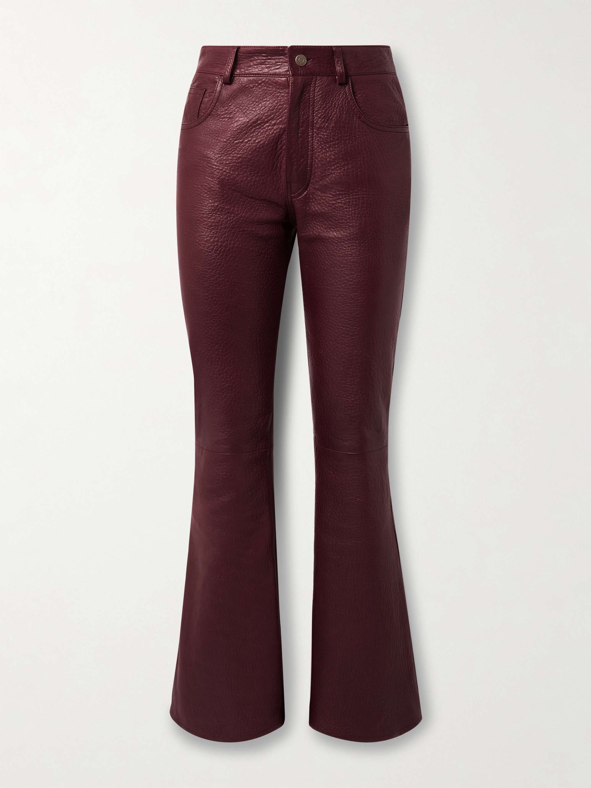 Textured-Leather Flared Pants