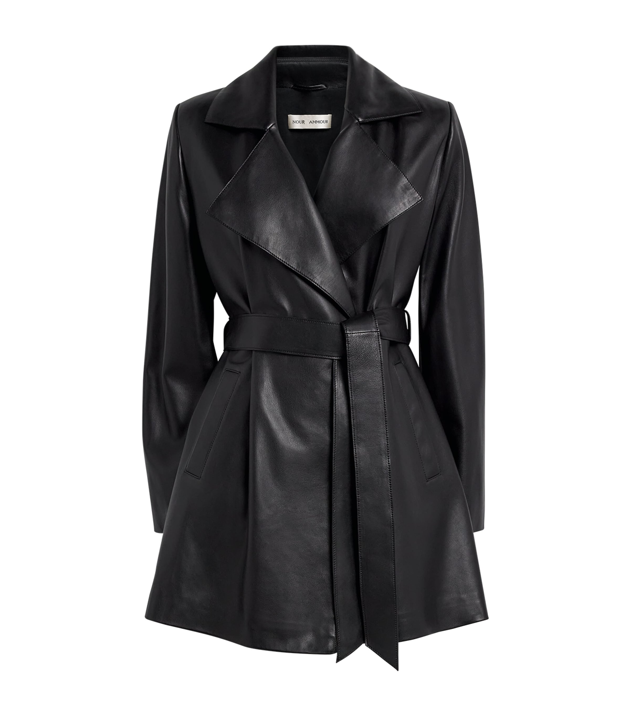 Nour Hammour Belted Kerri Leather Jacket