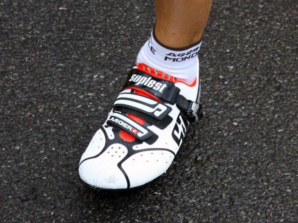 ag2r-La Mondiale rider Martin Elmiger gets his name printed right on his Swiss Suplest shoes.