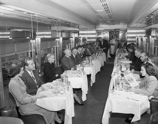Diners in the 20th Century Limited train in 1948.