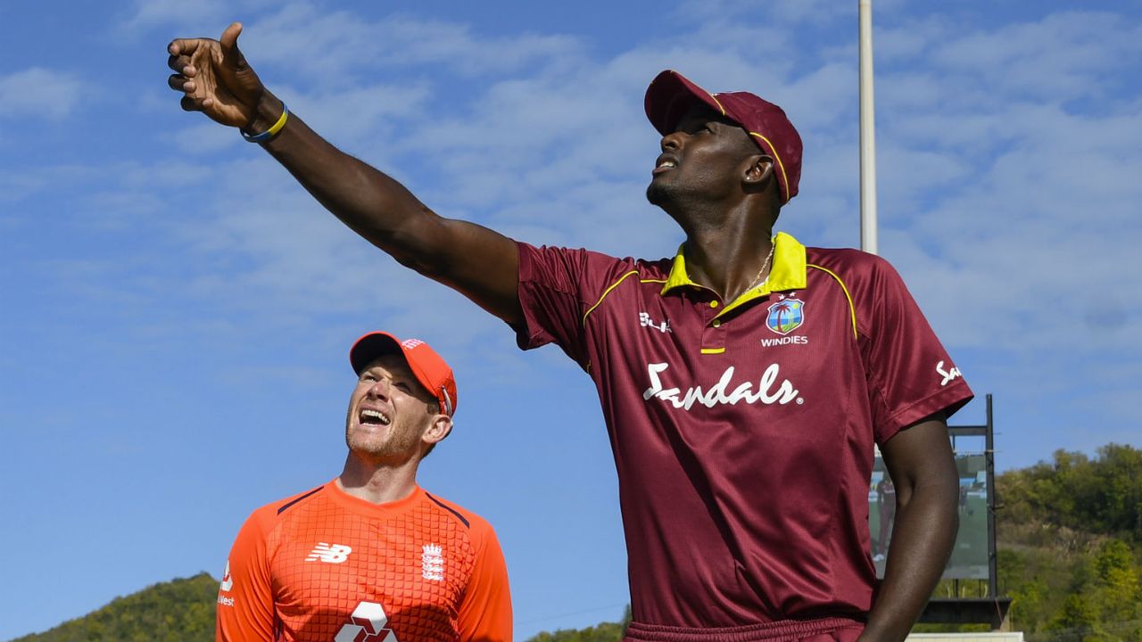 Twenty20 captains Jason Holder of the West Indies and Eoin Morgan of England