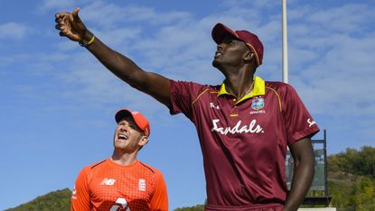 Twenty20 captains Jason Holder of the West Indies and Eoin Morgan of England