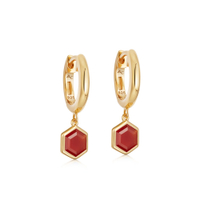 Deco Red Agate Drop Hoop Earrings. was £125 now £100 | Astley Clarke