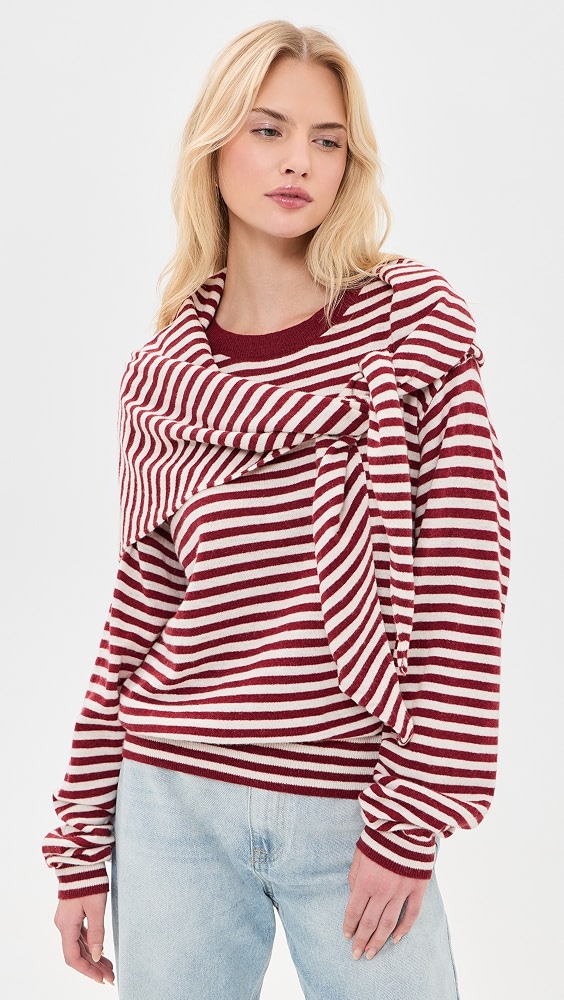 Olsen Knit Top - Wine Stripe