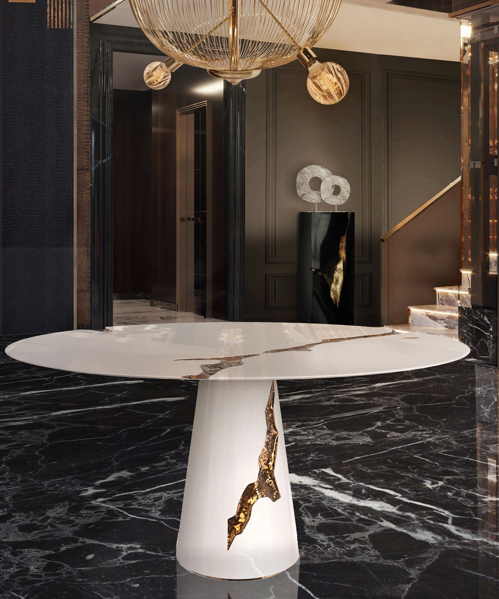 circular table in entryway