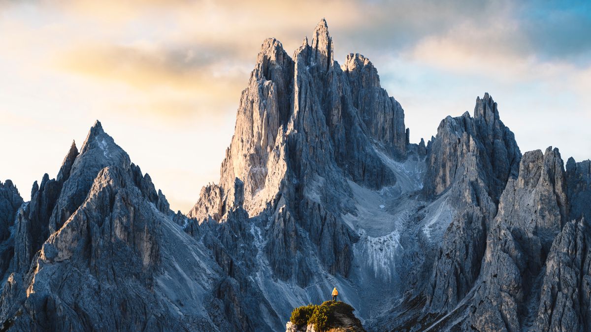 Hiker in the Italian Dolomites