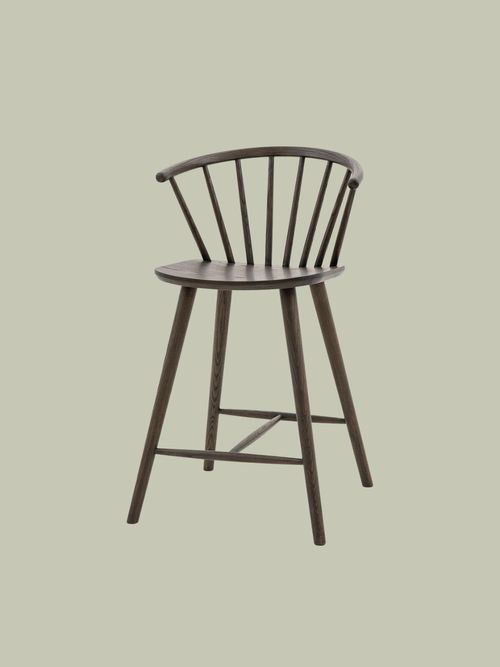 Fallon Dark Stained Oak Round Spindle Barstool