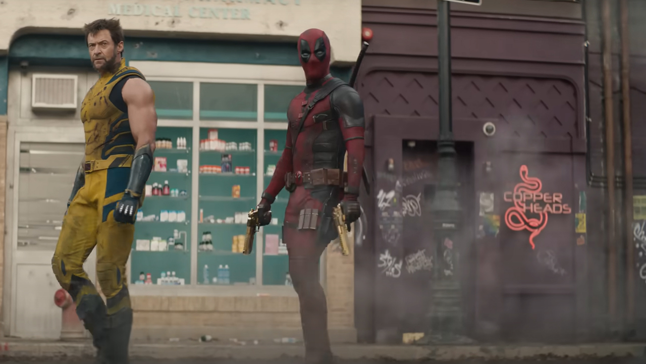 A screenshot of the Copperheads sign next to Wade Wilson in Deadpool and Wolverine