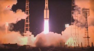 A Russian Proton rocket launches the Angosat-2 communications satellite for the government of Angola on Oct. 12, 2022.