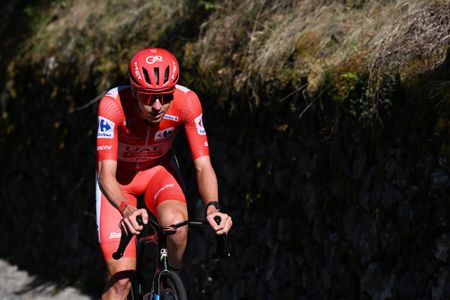 ANDORRA LA VELLA, ANDORRA - AUGUST 25: Tadej Pogacar of Slovenia and UAE Team Emirates XRG - Red Leader Jersey attacks in the breakaway during the La Vuelta - 81st Tour of Spain 2026, Stage 4 a 104.8km from Andorra la Vella to Andorra la Vella / #UCIWT / on August 25, 2026 in Andorra la Vella, Andorra. (Photo by Tim de Waele/Getty Images)