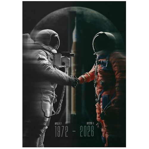 Apollo 17 and Artemis 2 Metal Poster