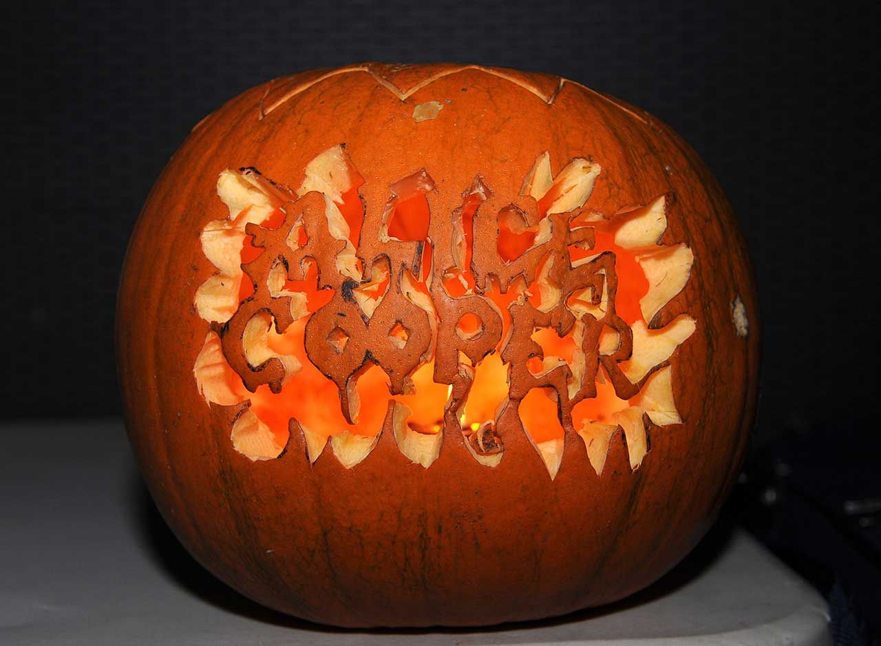 The shock rock pioneer and eyeliner-wearing snake charmer has his named immortalised in the medium of pumpkin.