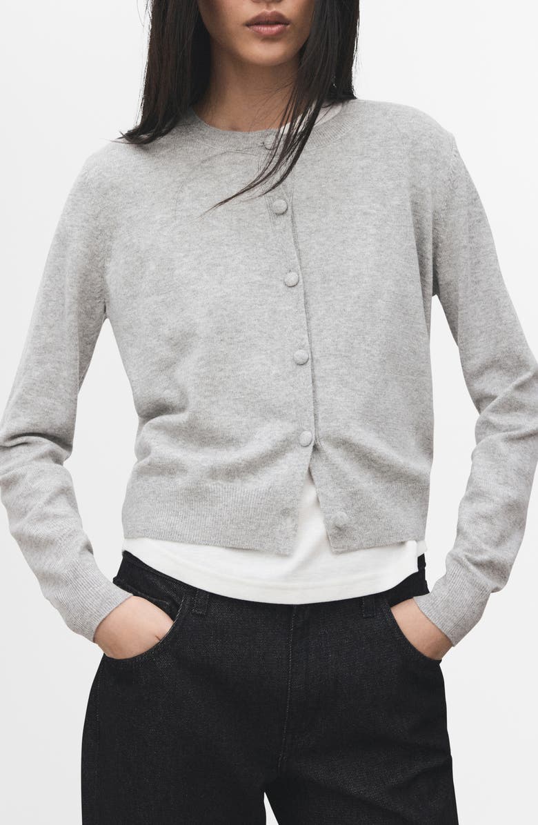 Covered Button Crewneck Cardigan