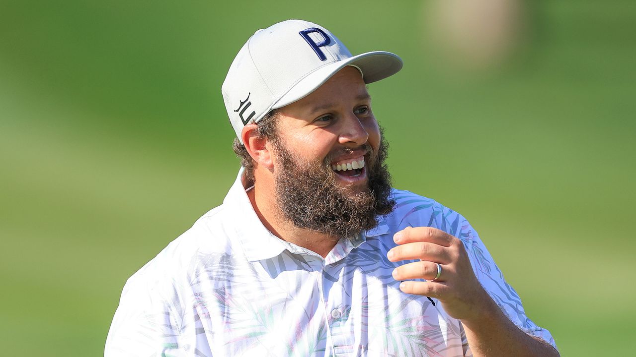 Andrew Johnston smiles at the 2023 Dubai Desert Classic