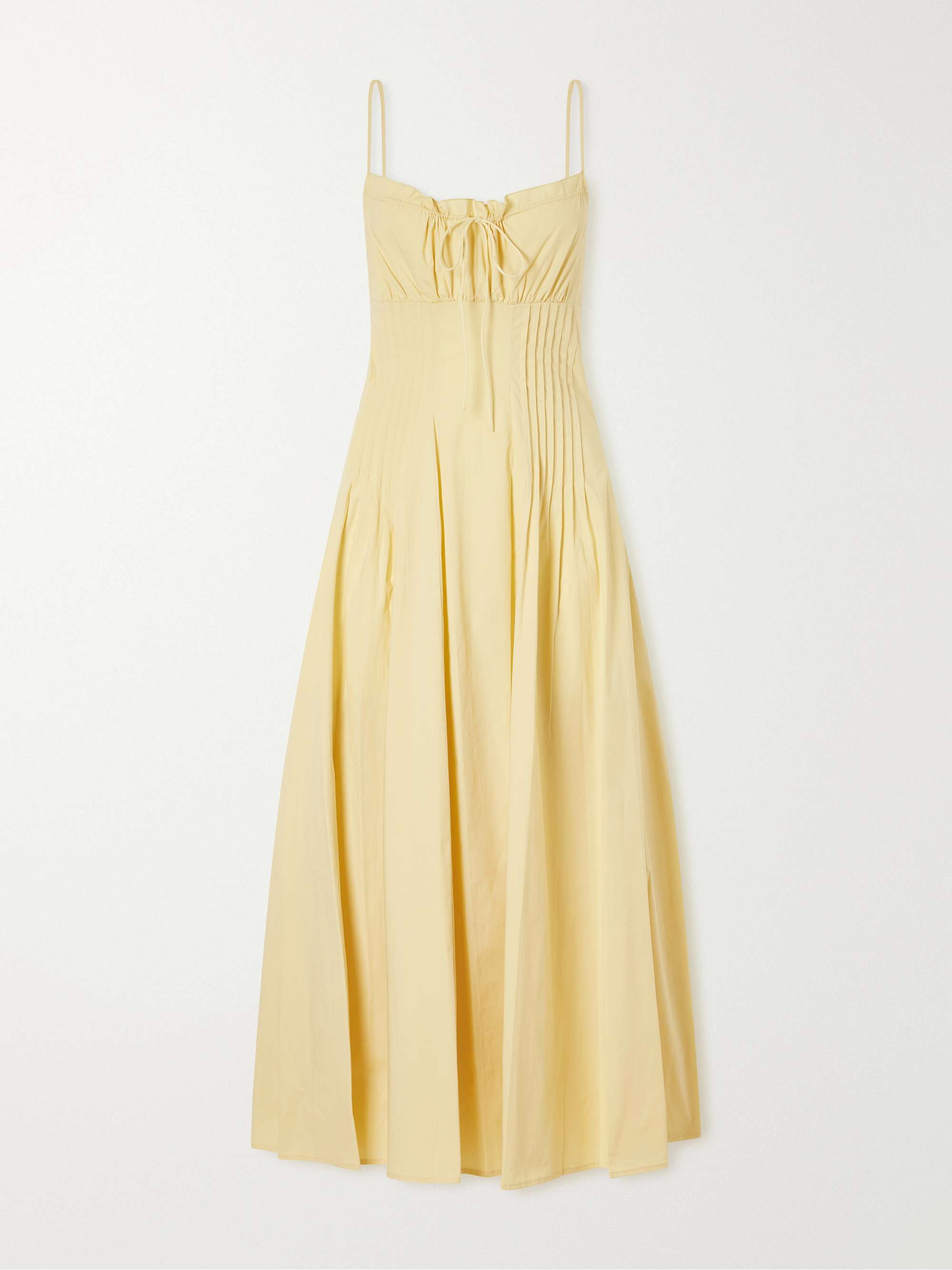 Margi Ruffled Pleated Cotton-Stretch Poplin Midi Dress