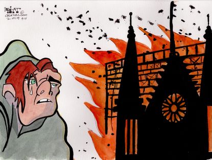 Editorial Cartoon World Hunchback of Notre Dame crying
