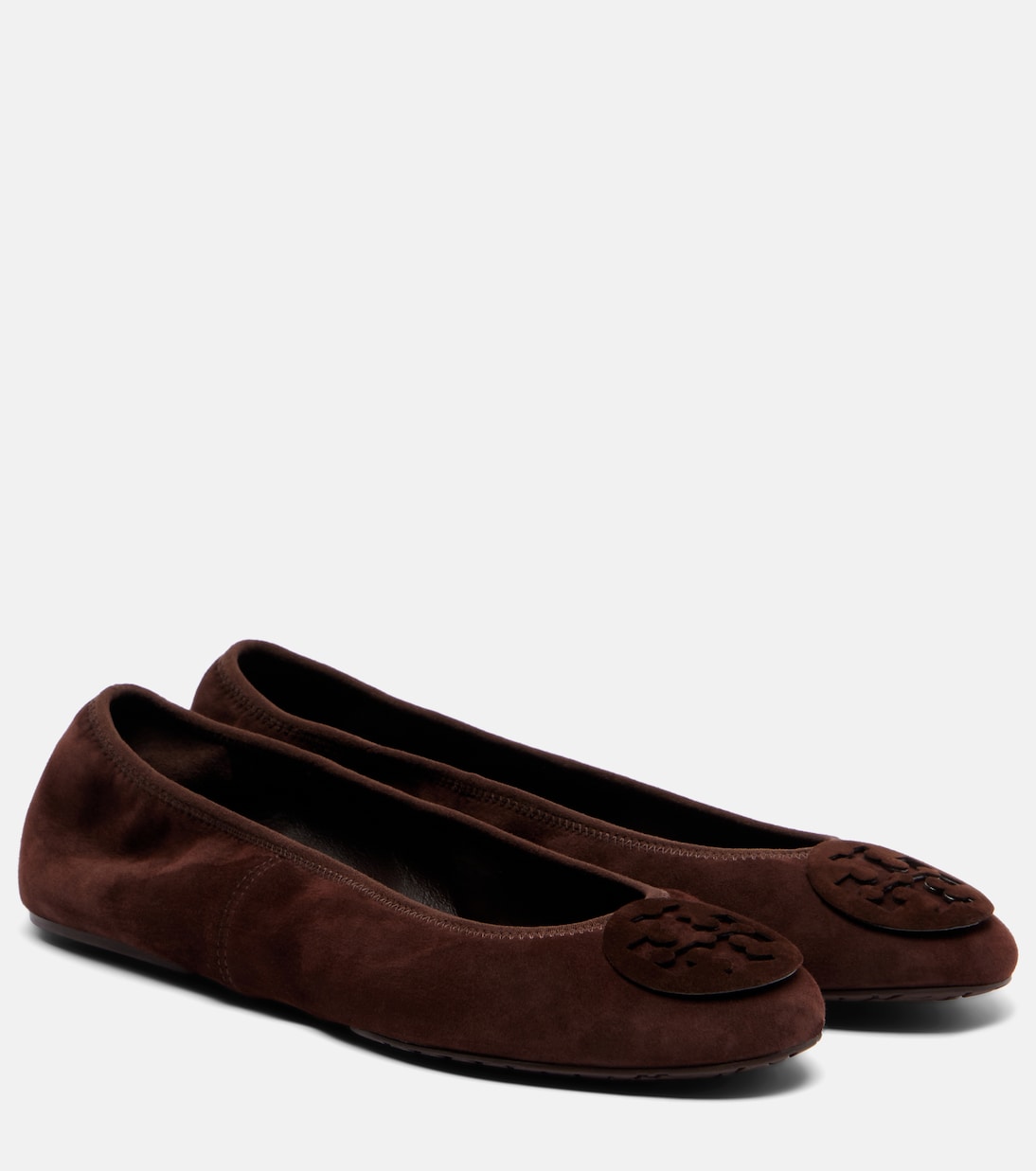 Reva Travel Suede Ballet Flats in Brown - Tory Burch