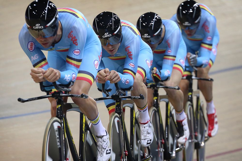 The Belgian men's team pursuit squad.