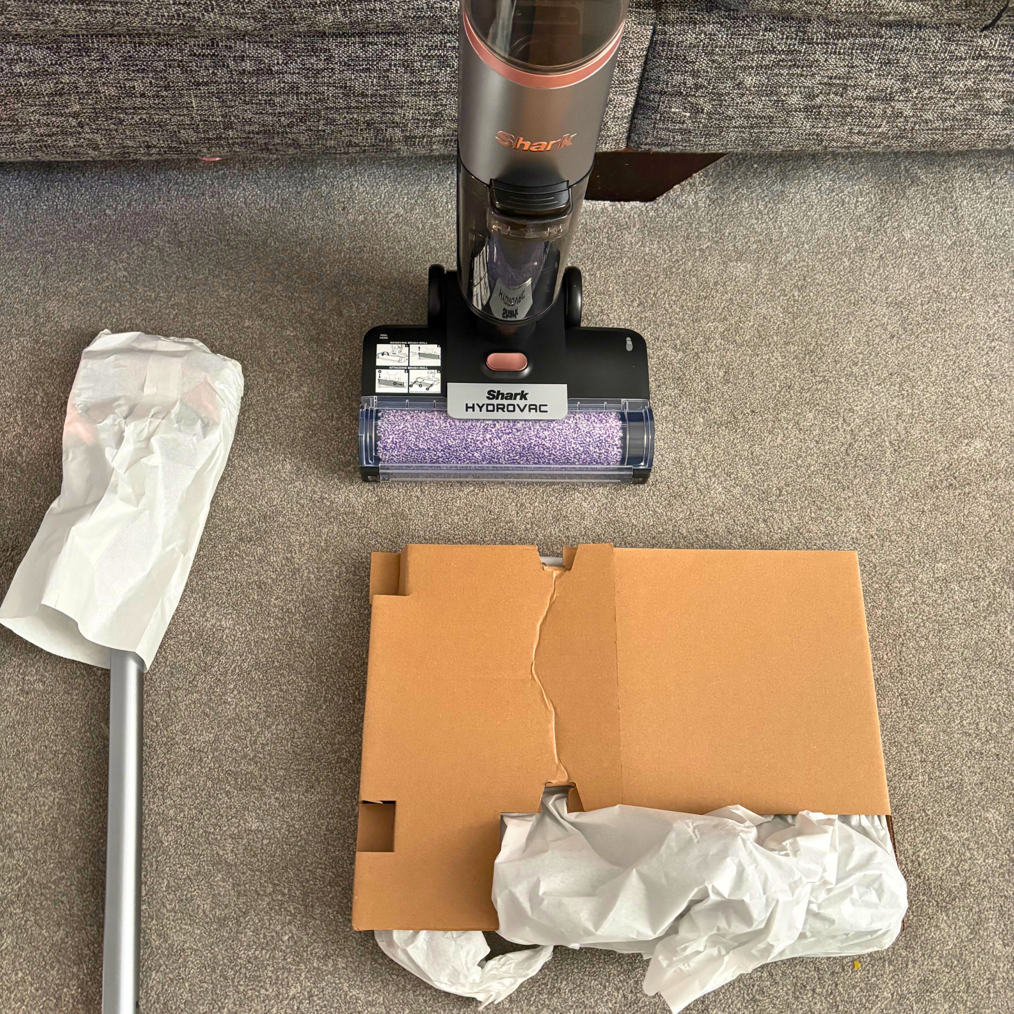 Flat lay of Shark HydroVac Cordless Hard Floor Cleaner contents 