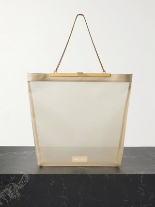 Augusta Chain and Leather-Trimmed Mesh Tote