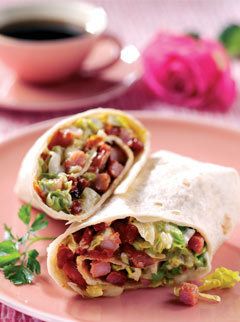 Marie Claire recipes: Crispy Gammon or Bacon Maple Syrup Sun Blush Tomato Wrap