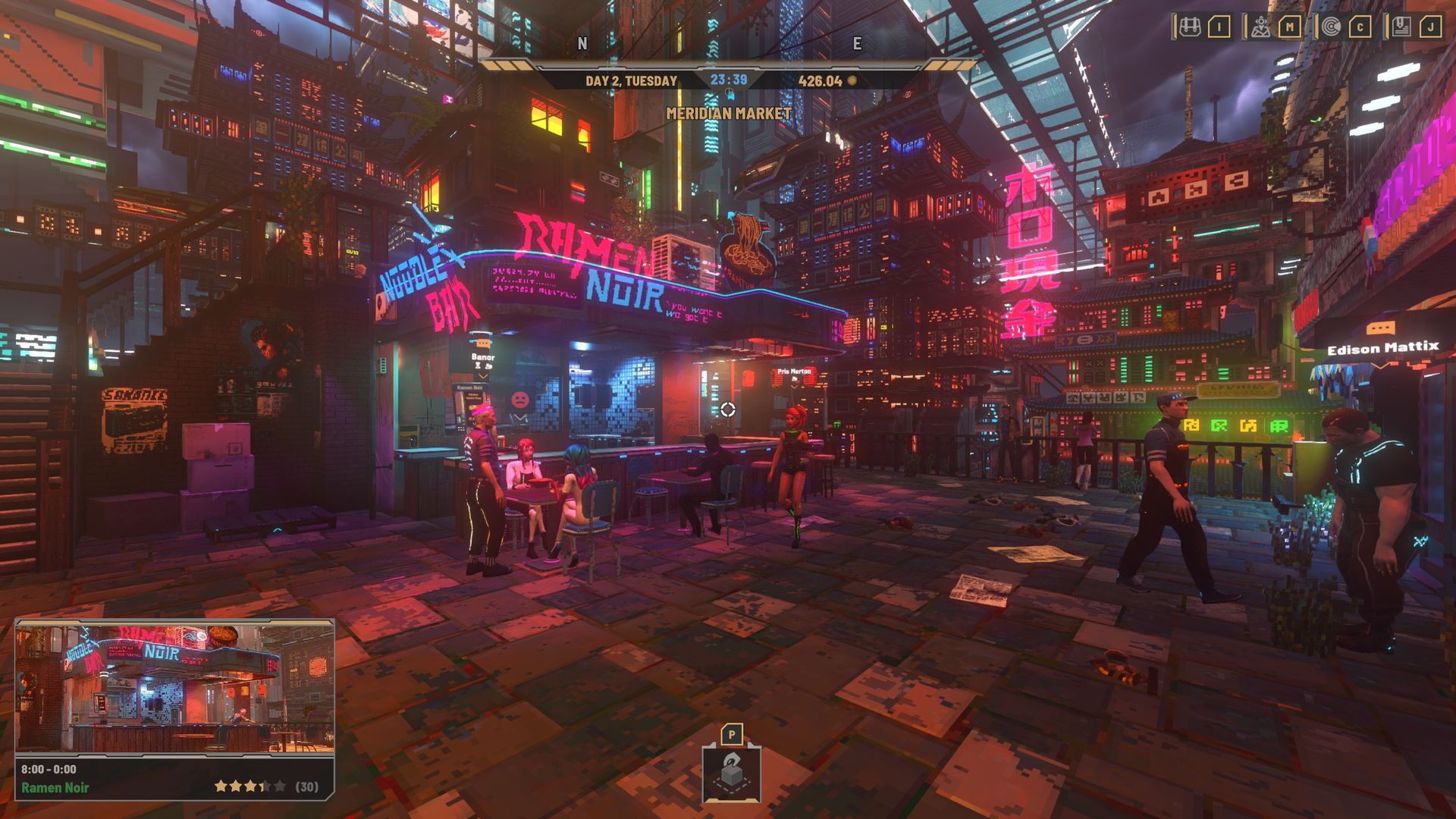Nivalis Nights - Day 2, Ramen Noir has three bar stools and a server now