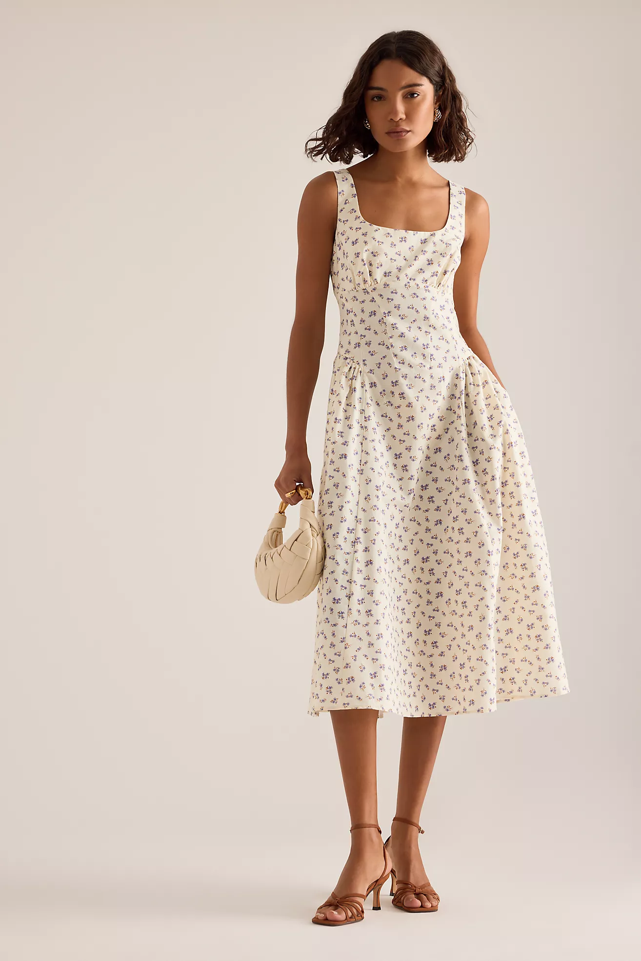 By Anthropologie Livy Cotton-Linen Hourglass Midi Dress