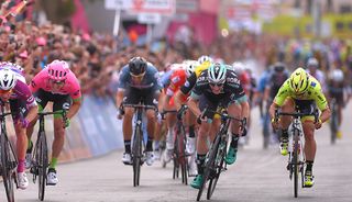Sam Bennett (Bora-Hansgrohe) third in the bunch sprint at stage 3 of the Giro d'Italia