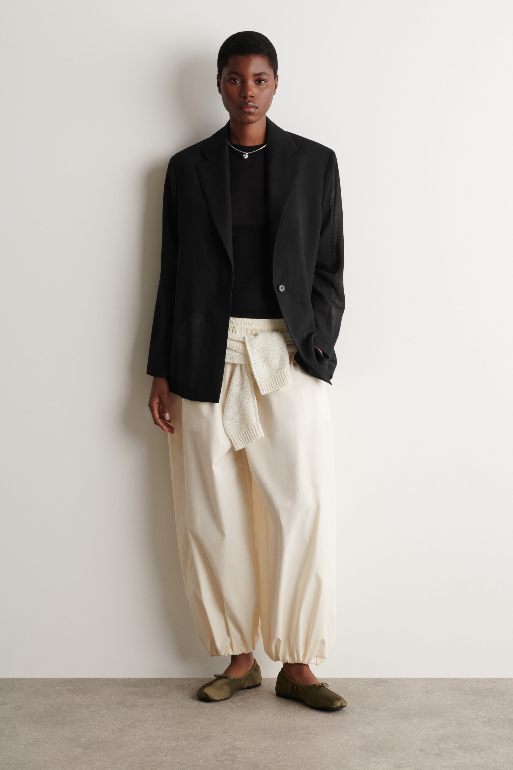 Fluid Cotton Balloon Pants