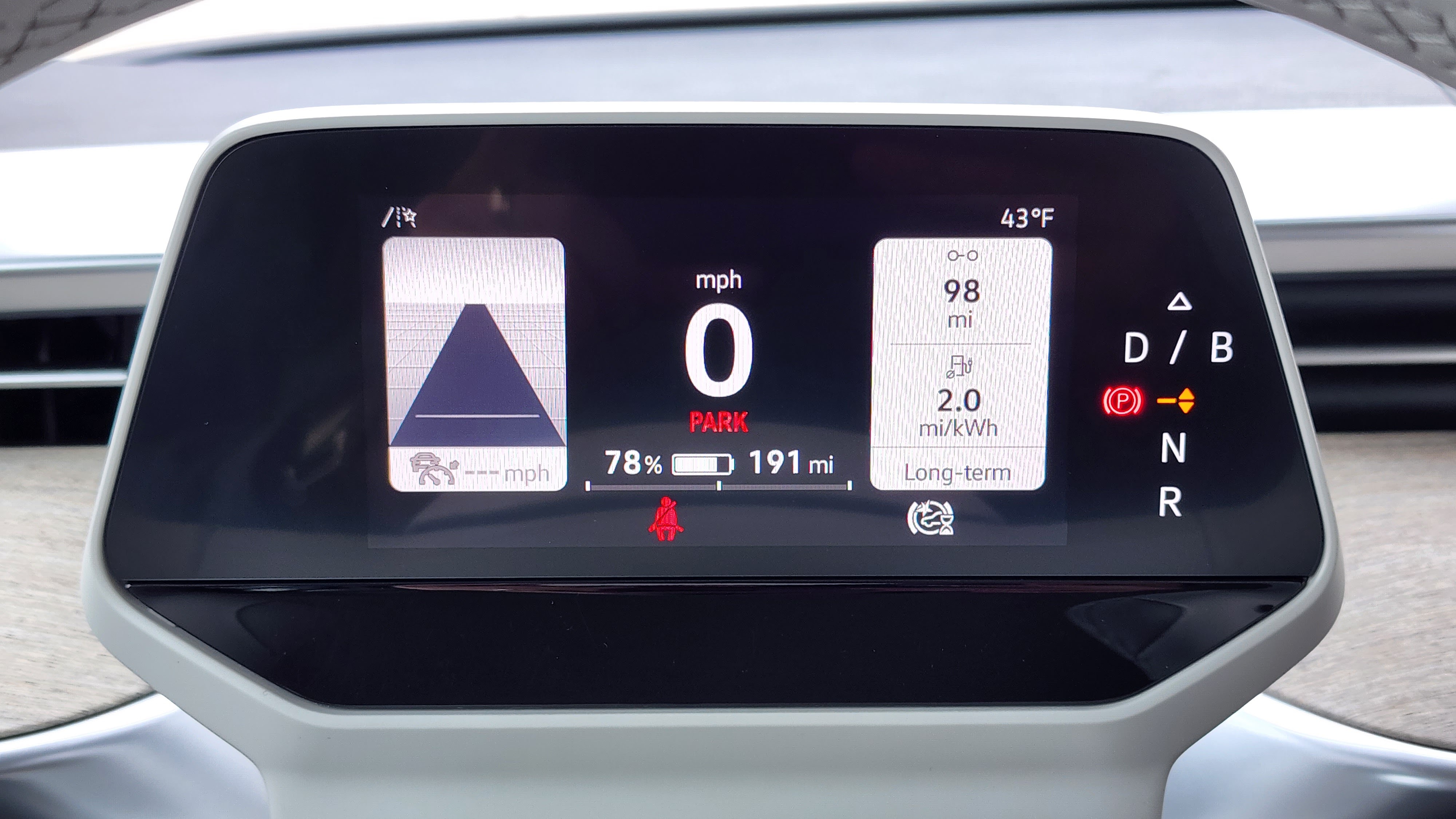 Close-up of cluster display in the VW ID Buzz