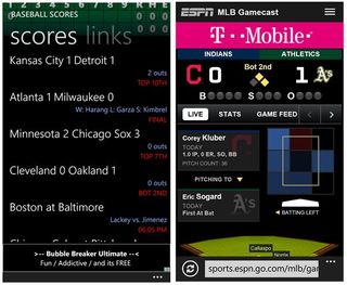 Baseball Scores Screens