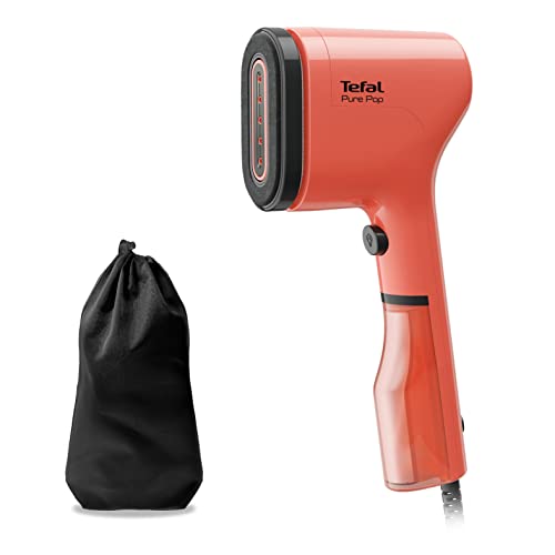 Tefal Pure Pop Slim Handheld Clothes Steamer, No Ironing Board Needed, Ready to Use in 15 Seconds, 70ml Detachable Water Tank, Travel Iron, Garment Steamer, Red, Dt2022