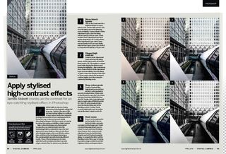 Image showing the Get the Look tutorial in issue 292 (April 2025) of Digital Camera magazine, about applying stylised high-contrast effects in Adobe Photoshop