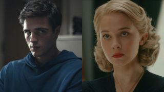 Side-by-side pictures of Jacob Elordi in Euphoria and Cailee Spaeny in The First Lady