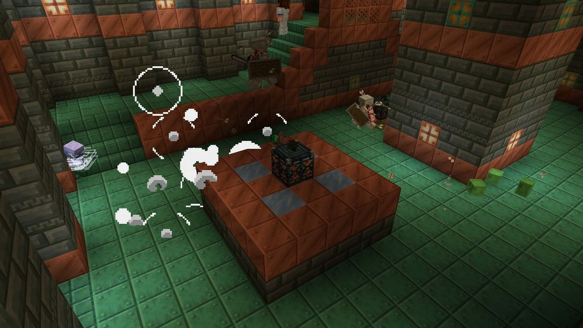Image of Minecraft 1.21's The Breeze mob in Trial Chambers.