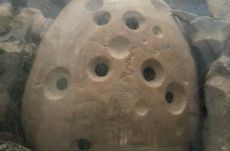 Skull with drilled holes