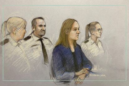 A court artist sketch of Lucy Letby, who is currently on trial