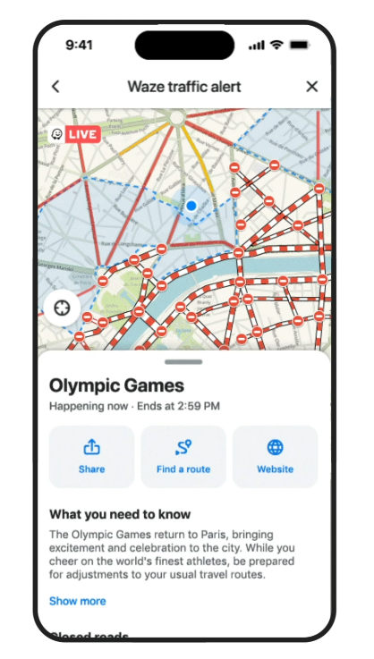 Waze camera alerts and traffic updates