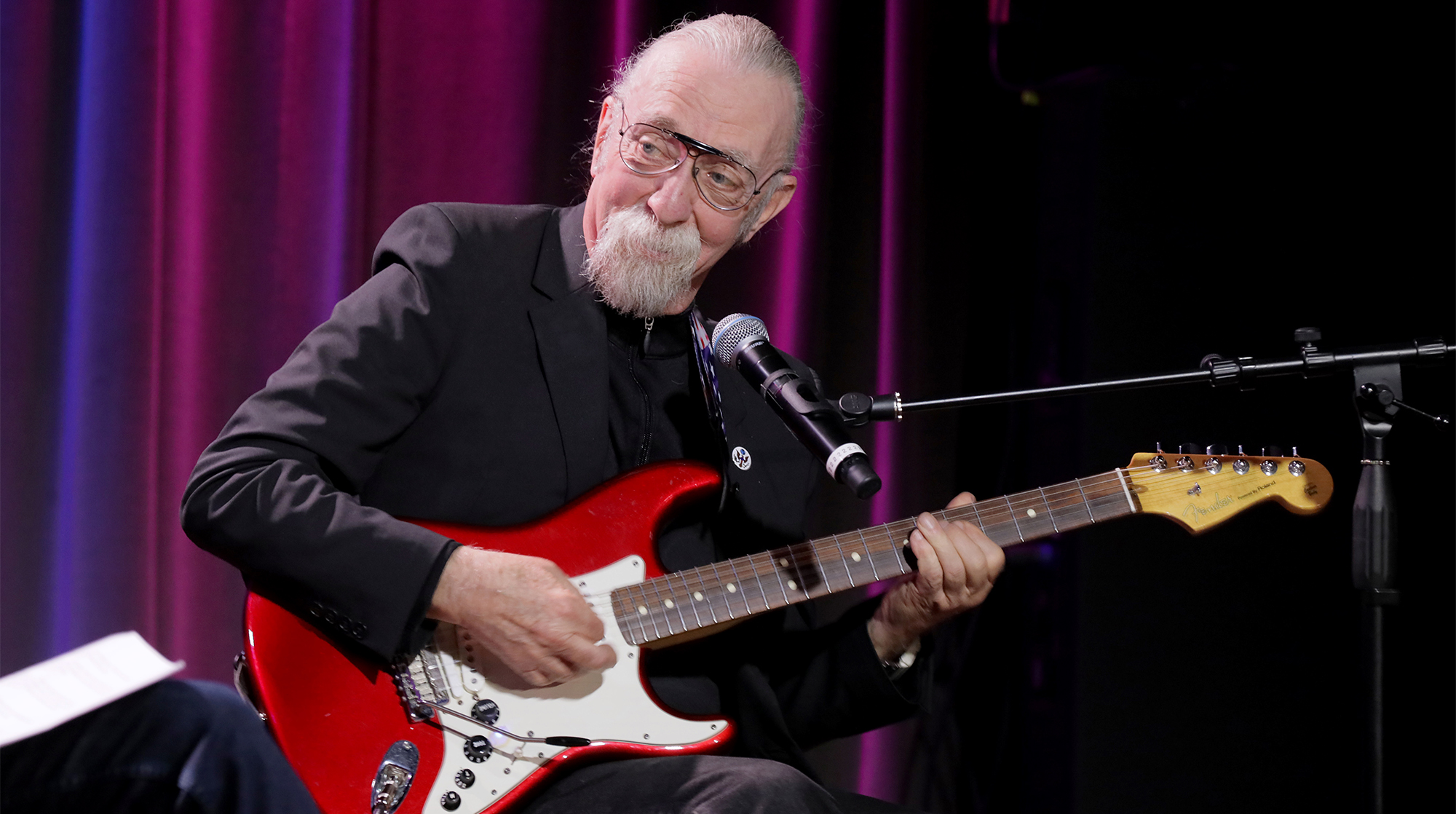 Jeff “Skunk” Baxter performs at Living History Live: Jeff “Skunk” Baxter. at The GRAMMY Museum on December 08, 2022 in Los Angeles, California. 