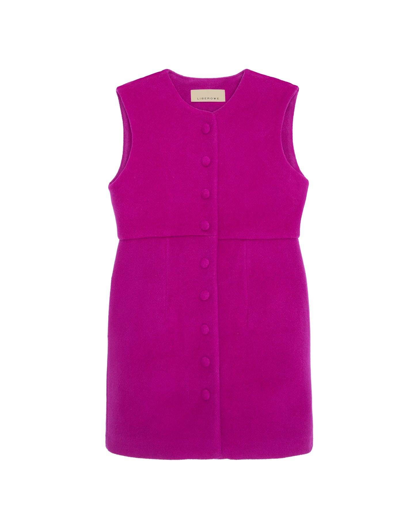 Magenta pink button-up vest dress